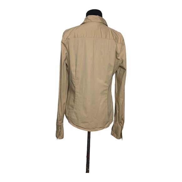Old Navy beige buttoned long sleeves stretch shirt size M - Picture 2 of 8